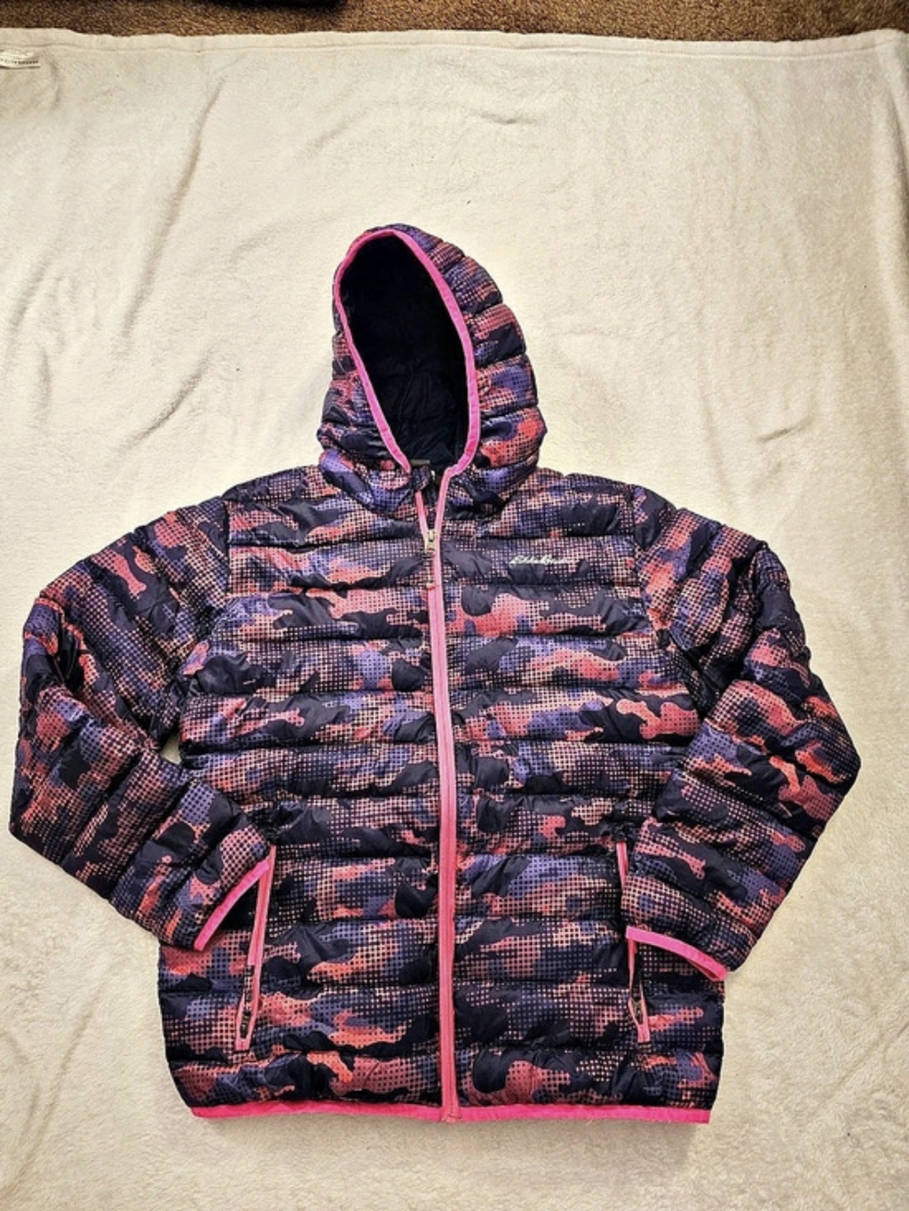 Eddie Bauer Kids Down Puffer Jacket in Navy & Pink S